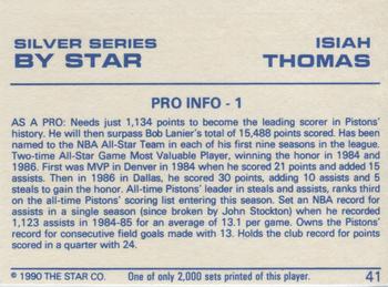1990-91 Star Silver Series #41 Isiah Thomas Back