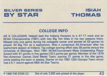 1990-91 Star Silver Series #43 Isiah Thomas Back