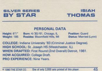 1990-91 Star Silver Series #45 Isiah Thomas Back