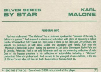 1990-91 Star Silver Series #71 Karl Malone Back