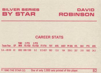 1990-91 Star Silver Series #82 David Robinson Back