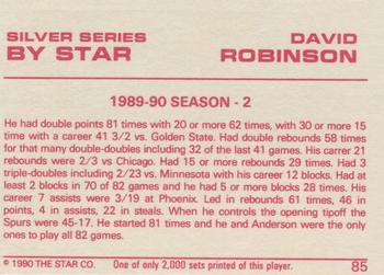 1990-91 Star Silver Series #85 David Robinson Back