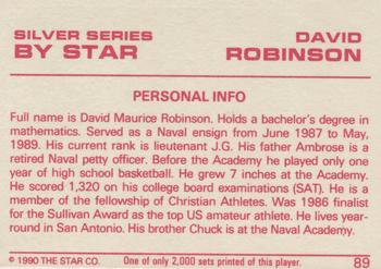 1990-91 Star Silver Series #89 David Robinson Back