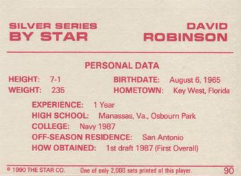 1990-91 Star Silver Series #90 David Robinson Back