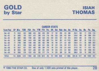 1990-91 Star Gold #28 Isiah Thomas Back