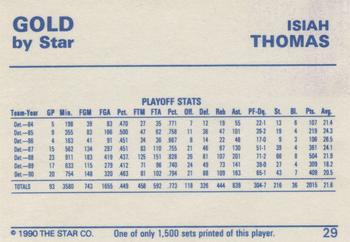 1990-91 Star Gold #29 Isiah Thomas Back