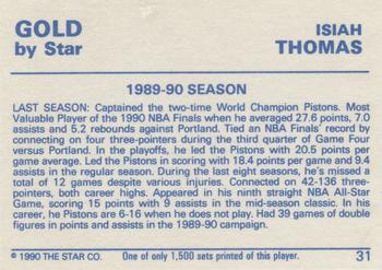1990-91 Star Gold #31 Isiah Thomas Back