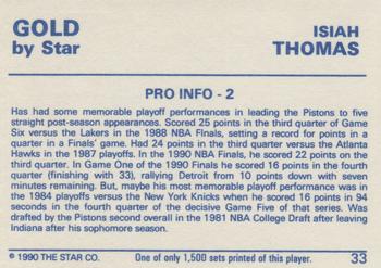 1990-91 Star Gold #33 Isiah Thomas Back