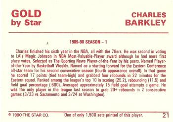 1990-91 Star Gold #21 Charles Barkley Back