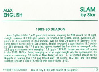 1990-91 Star Slam #13 Alex English Back