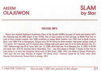 1990-91 Star Slam #61 Akeem Olajuwon Back