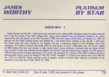 1990-91 Star Platinum #76 James Worthy Back