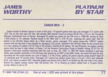 1990-91 Star Platinum #77 James Worthy Back