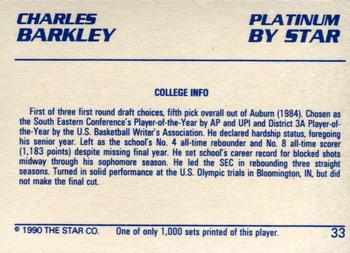 1990-91 Star Platinum #33 Charles Barkley Back