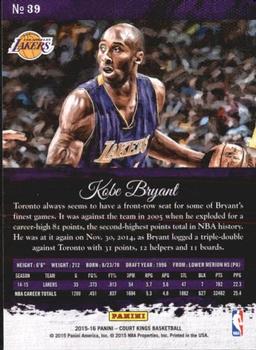2015-16 Panini Court Kings #39 Kobe Bryant Back