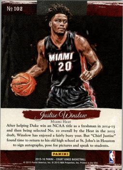 2015-16 Panini Court Kings #102 Justise Winslow Back