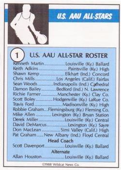 1988 Wildcat News AAU Soviet Tour #1 U.S. AAU All-Stars Checklist Back