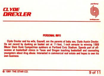 1990-91 Star Clyde Drexler #9 Clyde Drexler Back