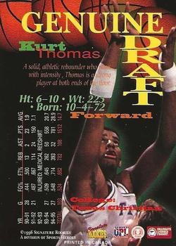 1996 Signature Rookies Premier - Genuine Draft #NNO Kurt Thomas Back