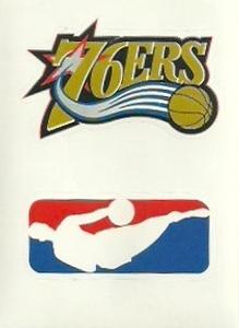 1997-98 Upper Deck NBA Stickers (European) #1 / 300 NBA Logo / Philadelphia 76ers Logo Front