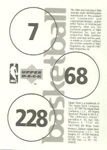 1997-98 Upper Deck NBA Stickers (European) #7 / 68 / 228 Michael Finley / Shaquille O'Neal / Otis Thorpe Back