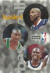 1997-98 Upper Deck NBA Stickers (European) #45 / 187 / 295 Clyde Drexler / Dee Brown / Darrell Armstrong Front