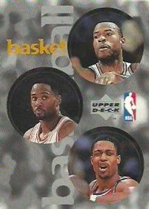 1997-98 Upper Deck NBA Stickers (European) #52 / 253 / 325 Loy Vaught / Alonzo Mourning / Rod Strickland Front
