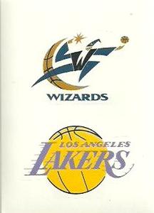 1997-98 Upper Deck NBA Stickers (European) #69 / 322 Los Angeles Lakers Logo / Washington Wizards Logo Front
