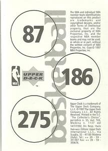 1997-98 Upper Deck NBA Stickers (European) #87 / 186 / 275 Danny Manning / Dana Barros / Kerry Kittles Back