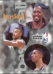 1997-98 Upper Deck NBA Stickers (European) #87 / 186 / 275 Danny Manning / Dana Barros / Kerry Kittles Front