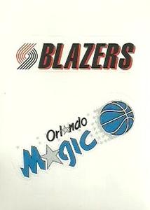 1997-98 Upper Deck NBA Stickers (European) #92 / 299 Portland Trail Blazers Logo / Orlando Magic Logo Front