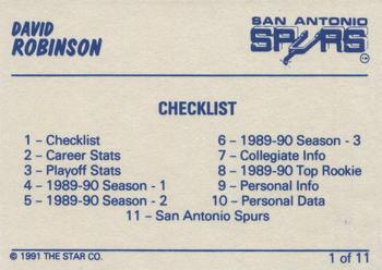 1990-91 Star David Robinson Blue #1 David Robinson Back