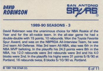 1990-91 Star David Robinson Blue #6 David Robinson Back