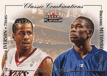 2001-02 Fleer Platinum - Classic Combinations #2CC Allen Iverson / Dikembe Mutombo Front