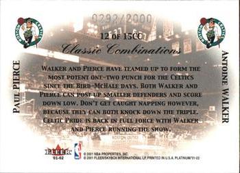 2001-02 Fleer Platinum - Classic Combinations #12CC Antoine Walker / Paul Pierce Back