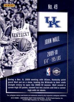 2015 Panini Contenders Draft Picks #49 John Wall Back