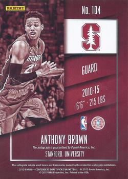 2015 Panini Contenders Draft Picks #104a Anthony Brown Back