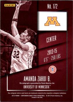 2015 Panini Contenders Draft Picks #172 Amanda Zahui B. Back