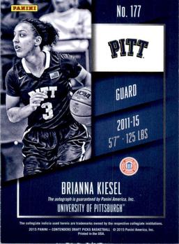 2015 Panini Contenders Draft Picks #177 Brianna Kiesel Back