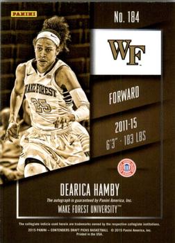 2015 Panini Contenders Draft Picks #184 Dearica Hamby Back