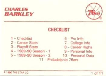 1990 Star Charles Barkley #1 Charles Barkley Back