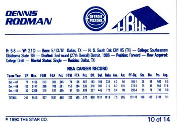 1990-91 Star H.R.H.C. Detroit Pistons #10 Dennis Rodman Back