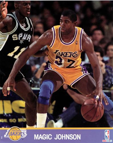 1990-91 Hoops Action Photos #91N2 Magic Johnson Front