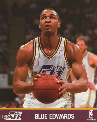 1990-91 Hoops Action Photos #91T162D Blue Edwards Front