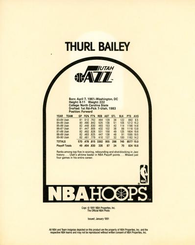 1990-91 Hoops Action Photos #91T164D Thurl Bailey Back