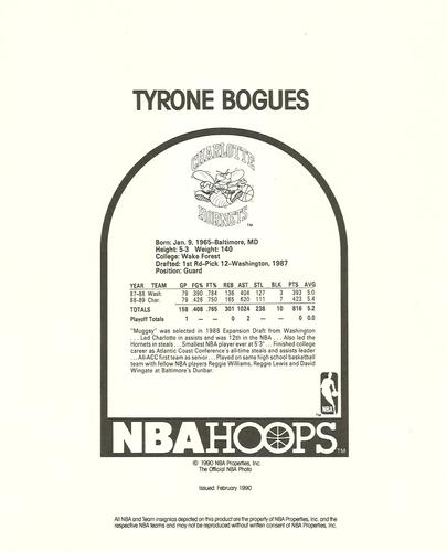 1990-91 Hoops Action Photos #90T61B Tyrone Bogues Back