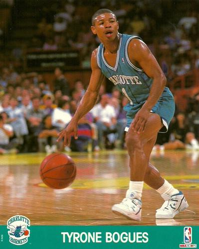 1990-91 Hoops Action Photos #90T61B Tyrone Bogues Front