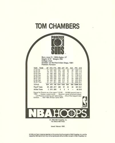 1990-91 Hoops Action Photos #90N15 Tom Chambers Back
