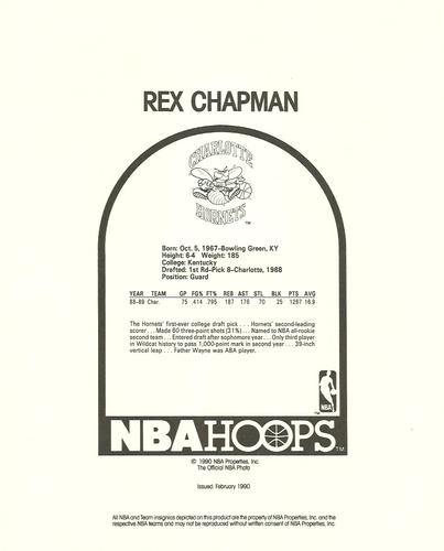 1990-91 Hoops Action Photos #90T62B Rex Chapman Back