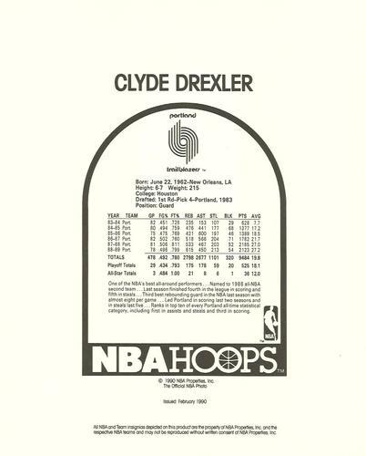 1990-91 Hoops Action Photos #90T172B Clyde Drexler Back